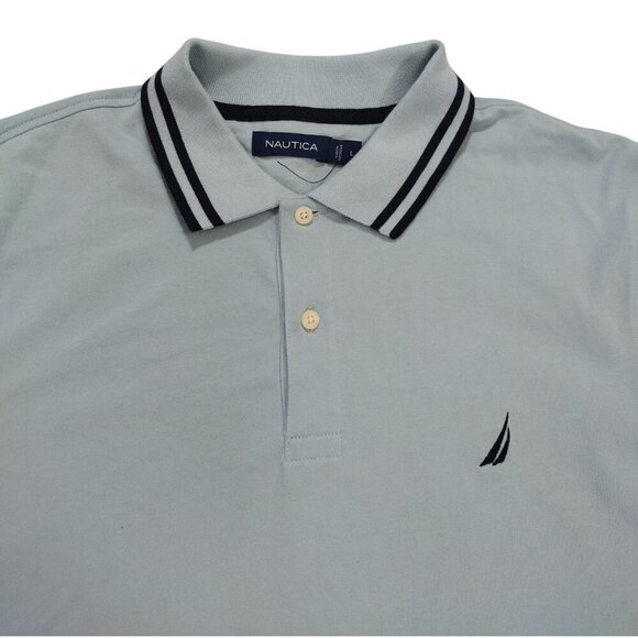 Nautica Mens Light Blue Polo Shirt L Classic Fit Short Sleeve Nautical Logo. - Picture 4 of 7